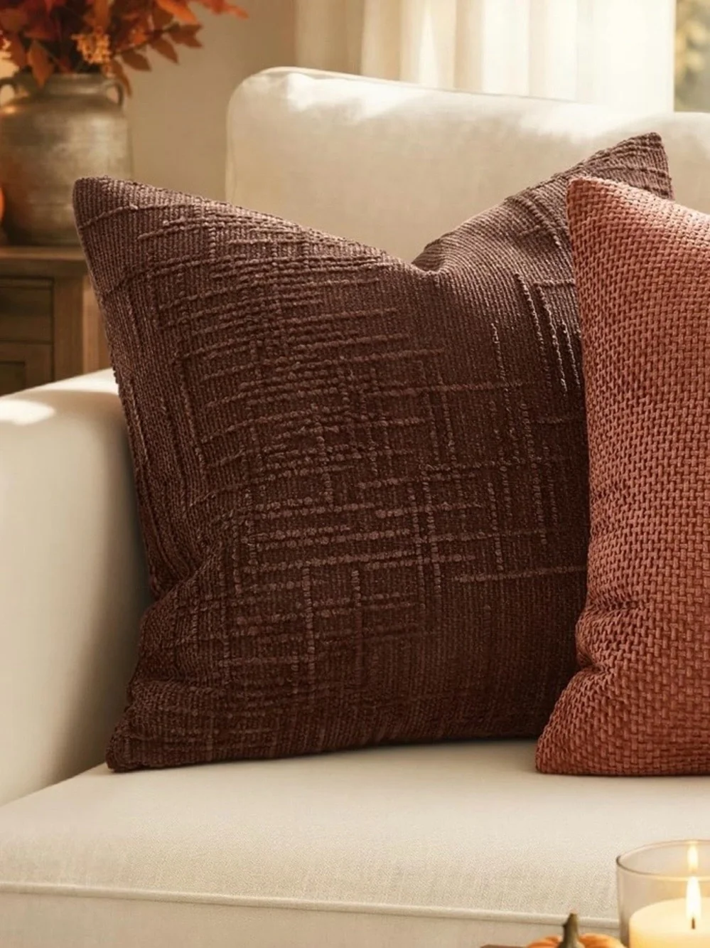 Brown Textured Throw Pillow Cover Brand: